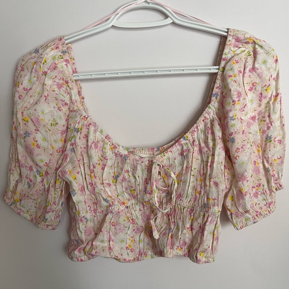 Elodie Floral Off The Shoulder Cropped Top Small